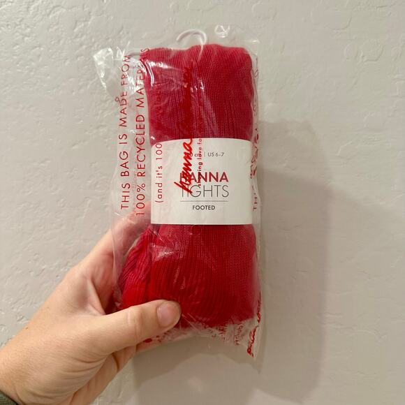 NWT Hanna Andersson Red Footed Tights - Picture 1 of 3